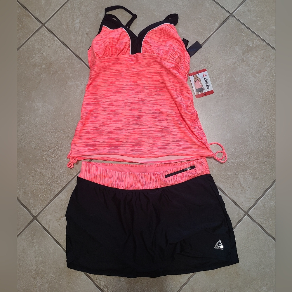 Gerry Two Piece Swim Dress in Bright Orange